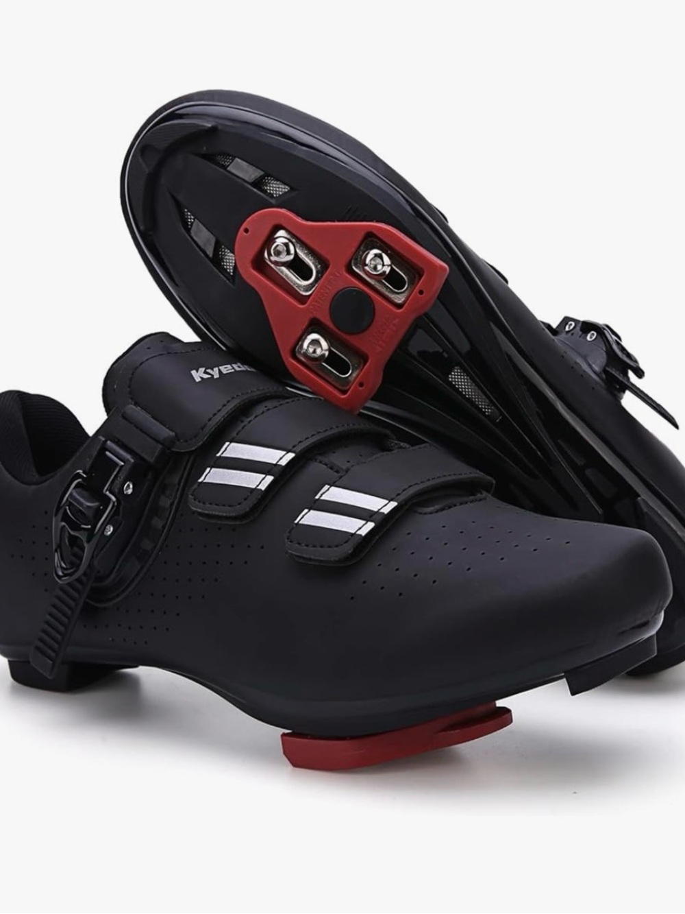 Kyedao Black Cycling Shoes with Red Cleats